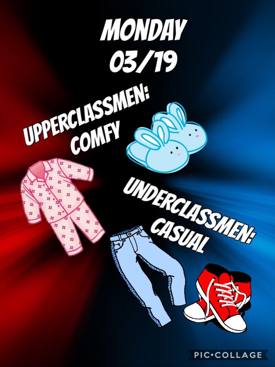 dhsblazers's tweet photo. Spirit Week starts tomorrow, starting with Comfy vs. Casual!! 💥 https://t.co/BbPafYlpT7