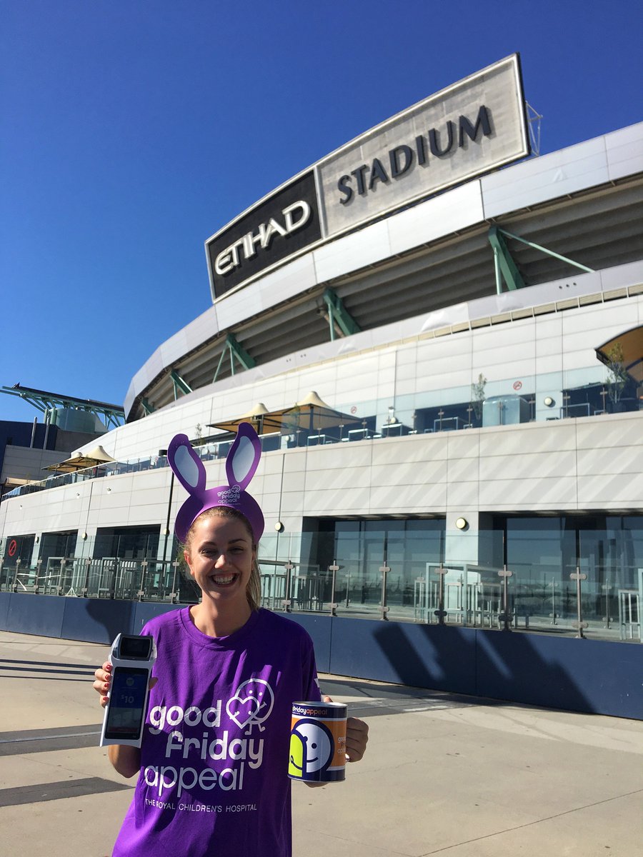 This year, Kick for the Kids volunteers will be using the BladePay system / <a href="/ShoutForGood/">Shout For Good</a> app that will let spectators use their bank cards to tap and donate. Thank you to <a href="/ANZ_AU/">ANZ Australia</a> for supplying this technology bit.ly/2FAclZz #goodfridayappeal #shoutxanzbladepay