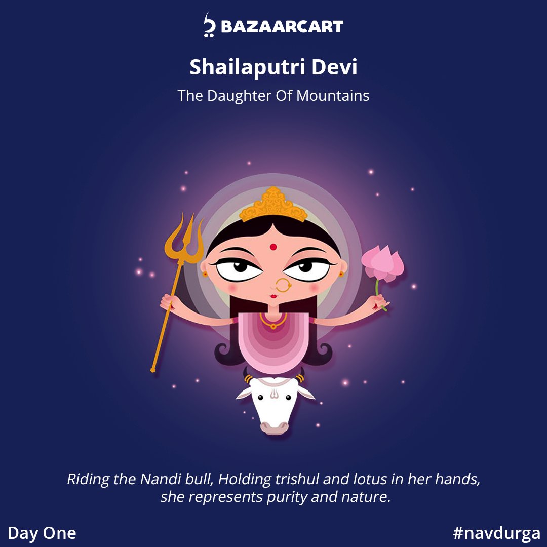 buyatbazaarcart's tweet image. Shailaputri Devi is the first form among the nine forms of Goddess Durga! #navratri2018 #day1 #firstform #celebrations #indianfestival #ninedayfestival #navdurga #blessings #shubhnavratri #bazaarcart
