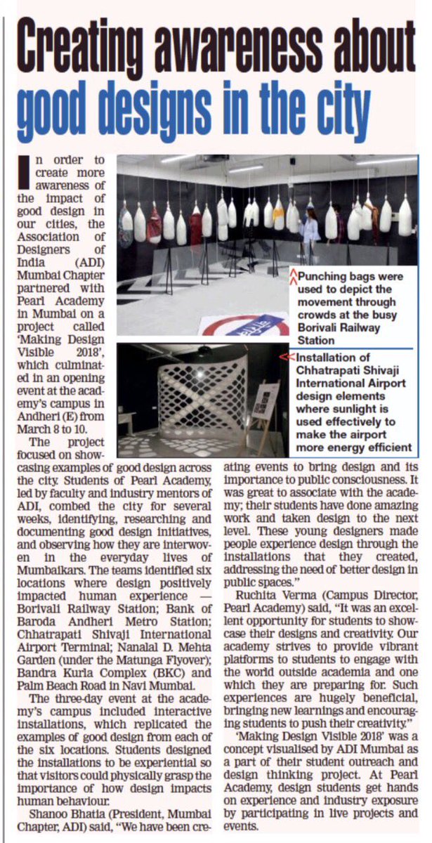 ShanooBhatia's tweet image. #MakingDesignVisible an event created by #associationofdesignersofindia in collaboration with students from @PearlAcademy and @isdimumbai. #designforpublicspaces #designforlife #urbanenvironments #dialogue #discuss #futureofdesign #futureofcities #futureofmumbai