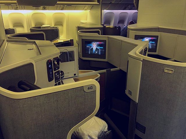 svhennig's tweet photo. and yes, that’s the whole first section of the @americanair #BusinessClass cabin on their #Boeing #773 with only two rows so quiet and perfect for a redeye flight to Europe. #perfect place. #avgeek #flying #American #AA56 #MIALHR https://t.co/zk7wxNKvnw https://t.co/zSCPCgVZi1