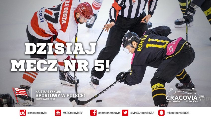 KSCracoviaSA's tweet photo. 🏒 Dzień meczowy! 🔥🔥🔥
🆚 @KHGKSKatowice
🏆 @polskahokejliga #PlayOffPHL półfinał, mecz nr 5⃣
🏟️ Katowice
🕡 18:30
ℹ️ Walka trwa! #BronimyMistrza 💪 https://t.co/4zv1UPUpZj
