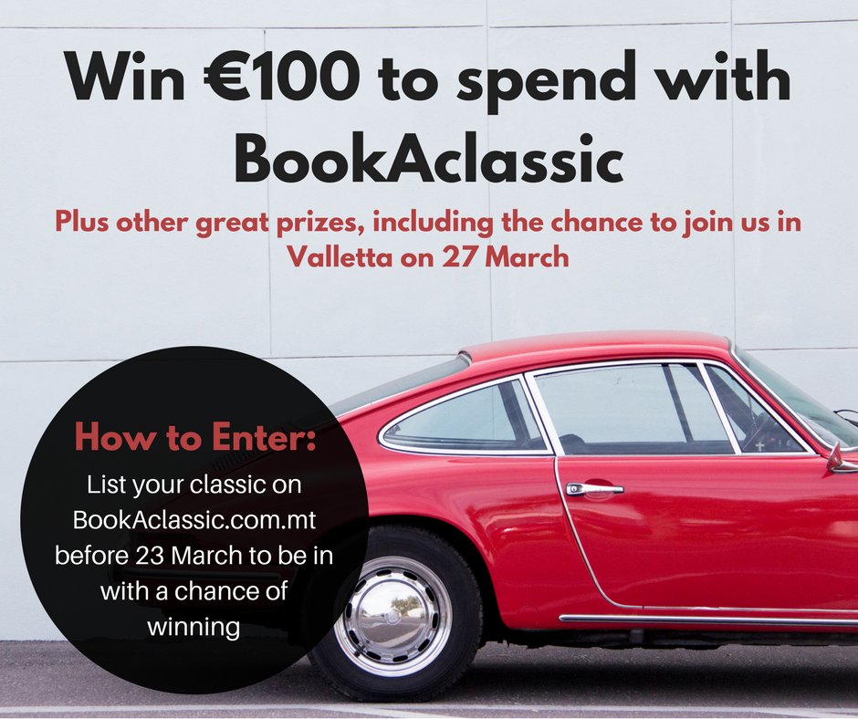 DRIVESHARE__'s tweet image. Based in #Malta and want to win some amazing prizes? All you have to do is upload your #classiccar to bookaclassic.com.mt to be in with a chance to win. Details here: bookaclassic.com/blog/list-your…