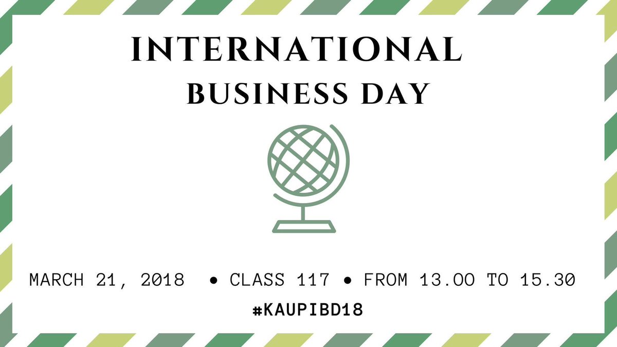 amisosaa's tweet photo. 21.3 Järjestetään International Business Day tapahtuma. Pukukoodi tapahtumassa on business/smart casual. Parhaiten pukeutunut voittaa palkinnon! #amisosaa #kaupibd2018 #opiskelijoidentekemää #osao https://t.co/guZ8dj9RFb