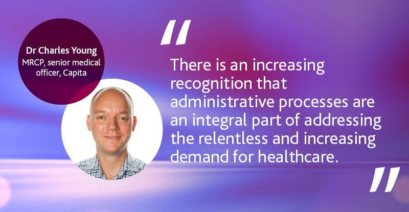 CapitaPlc's tweet photo. Dr Charles Young discusses the link between administration and frontline pressures in #healthcare, and how #technology can help https://t.co/8lB7LQciuY #CapitaChangeMakers https://t.co/CbIkMz8Ed3