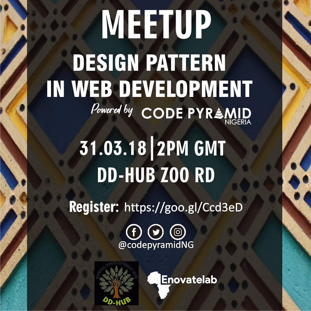 Enovatelab's tweet photo. Best coding meet-up yet. Enovatelab, Code Pyramid and DD-Hub presents Design Pattern in web Development. It's free! Head over to https://t.co/CR4dD9PMF0 and register now!
Supported by Enovatelab, DD-HUB and Code Pyramid. #enovatelab #mykano #codekano #codepyramid #webdesign https://t.co/RSKaOauyW3