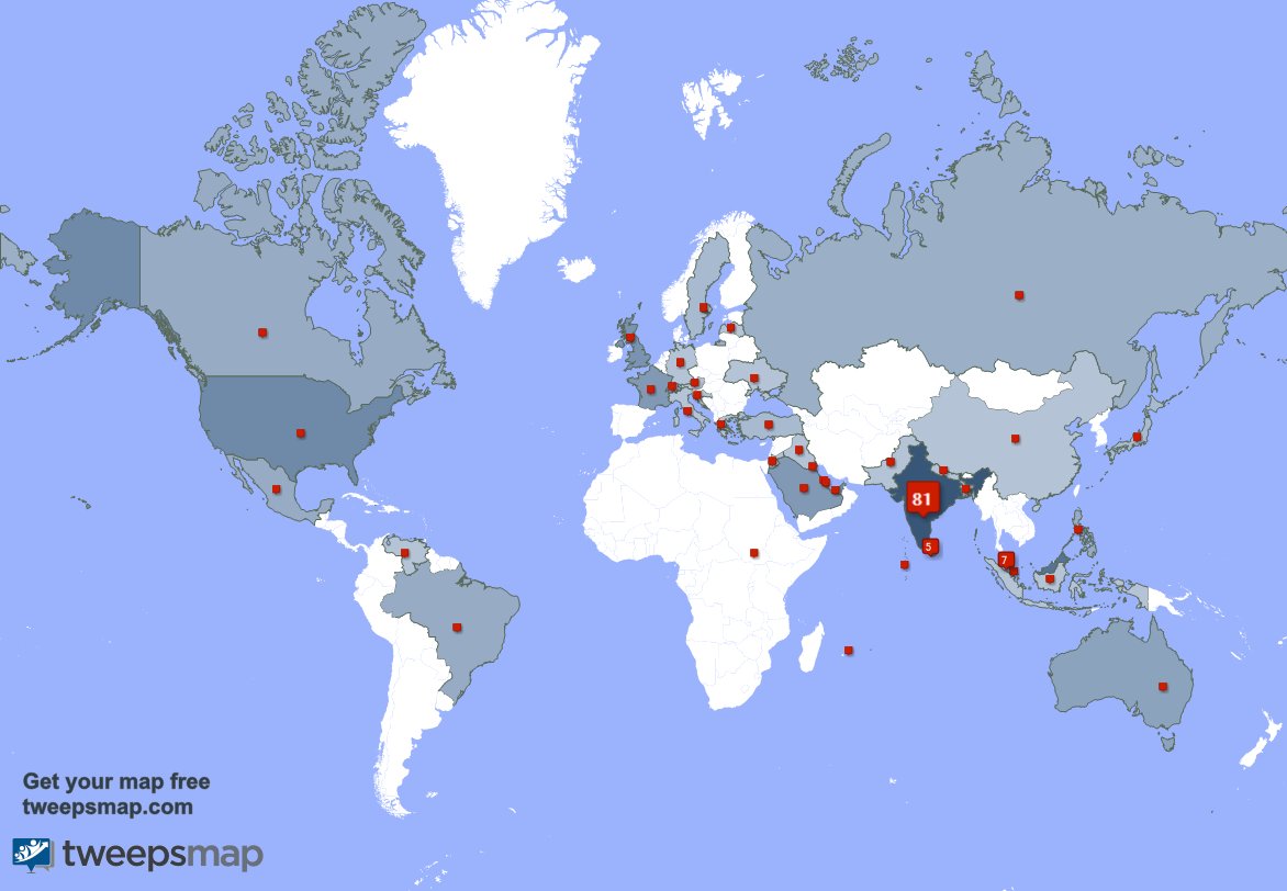 I have 21 new followers from Sri Lanka, Malaysia, and more last week. See tweepsmap.com/!Siva_Karthiky…