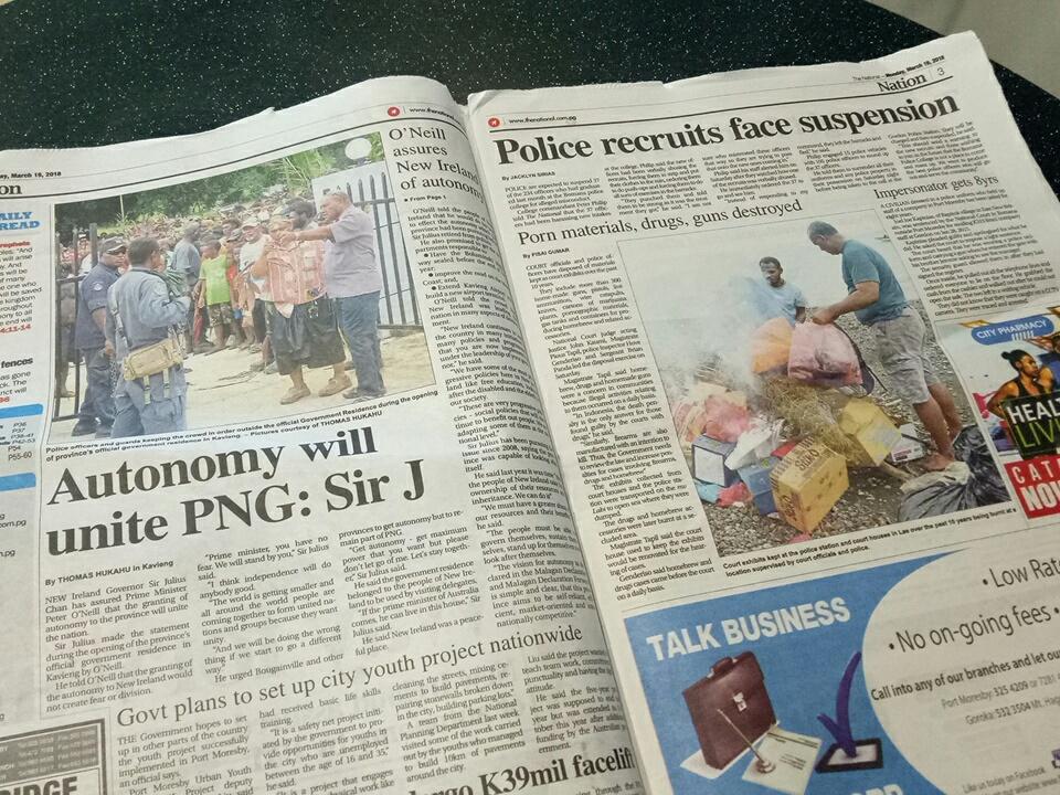 iamthehanslee's tweet photo. A rough survey of women's visibility on national stage. Unsurprised to find not one single article about a female contributing to the development discourse. Man tasol pulap. Ironically, there was the article on pg7 "Women still need to be heard, says Hughes" #PNG #DickMeasuring https://t.co/Ar9JR7Vp9R
