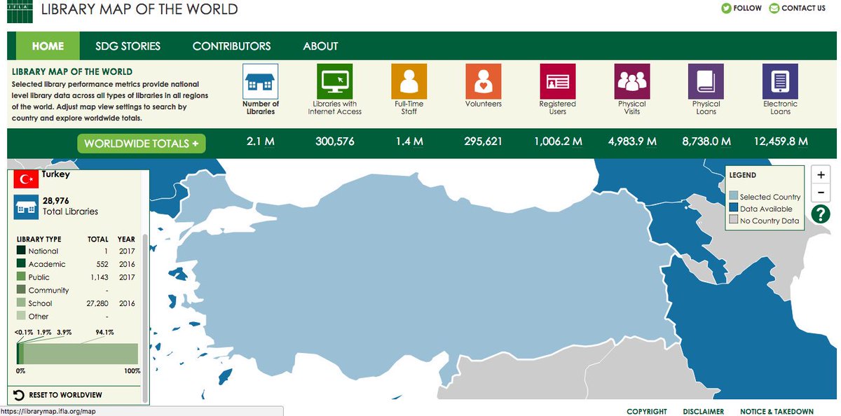 baharbicenaras's tweet image. Güncellenmiş Dünya Kütüphane Haritası 2018 / Library Map of the World 2018 update librarymap.ifla.org/map #worldlibrarymap #Turkey #libraries #library @tkdgenelmerkez @tkdistanbulsube #DünyaKütüphaneHaritası #Türkiye #kütüphaneler #kütüphane @IFLA_LibraryMap