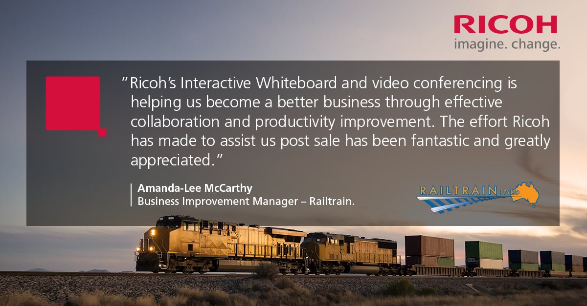 Ricoh_AU's tweet photo. At Ricoh we are invested in our customer’s success #Railtrain #customerfirst #RicohAU https://t.co/9awpe9Z0Be