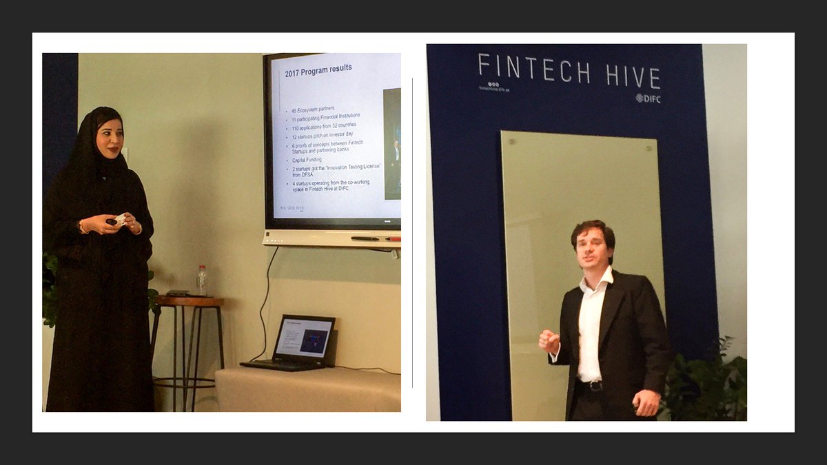 Monamitech01's tweet image. Raja Al Mazrouei, Exec VP of Fintech Hive DIFC pointed out their program results with 12 Fintech start ups pitching and 11 Financial institutions participating in their ecosystem along with Professor Luis Maldonado of IE Business School at the monthly event.
#Fintech #MonamiTech