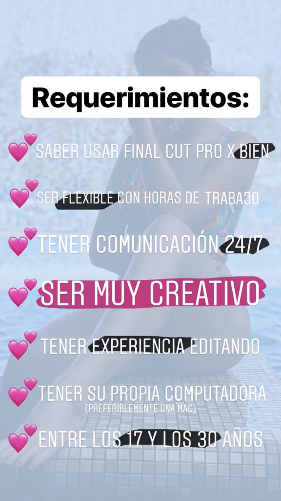 catcardonaa's tweet photo. Estoy buscando un Editor para que me ayude con mis vídeos en YouTube. 
Manda tu aplicación ahora a
💕 catcardonaa@gmail.com

Requerimientos ⬇️⬇️⬇️⬇️ https://t.co/hwz2Bf8xAl