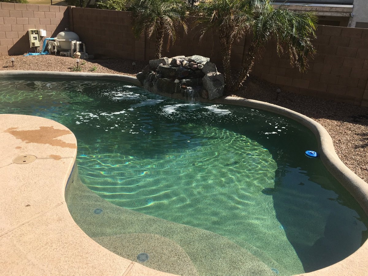 Before and after of our newest green pool treatment!