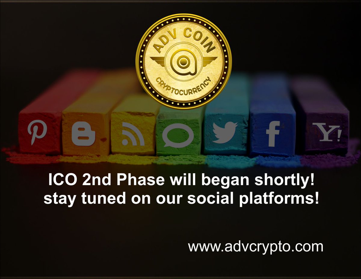ADVCryptoCoin's tweet photo. ICO 2nd Phase will began shortly! stay tuned on our social platforms!
Join Our Bounty Program and Earn Free Tokens!!
Signup at -https://t.co/f9Xhv3FStW
For More Details Visit- https://t.co/QcAOlD6Va2
#ICO #ADV #CrytoCurrency #BITCOIN #bounty_program #Free_tokens #advcoin https://t.co/kdA2Dcu77x