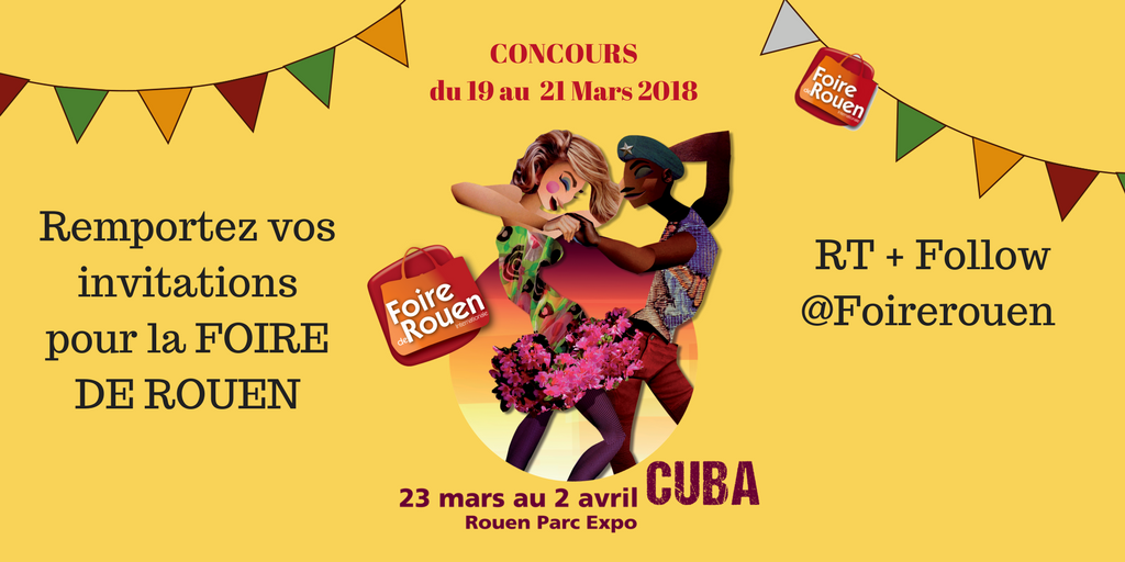 #Concours  #RT + Follow <a href="/Foirerouen/">Foirerouen</a> 
👉 Remportez vos billets pour la Foire de Rouen en indiquant votre participation sous ce post !
Les 10 gagnants seront tirés au sort et remporteront 2 billets chacun à retirer sur place.
💥💥Bonne chance à tous ! 💥💥