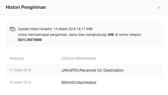 srisadonous's tweet photo. @JNECare Beli barang di BL, barang dikirim dari Bekasi ke Jakarta, dari 14 Maret 2018 sampai sekarang belum sampai. Tapi status sudah Receive on Destination. Padahal di check di JNE barang masih di JTR Garuda Kemayoran. No Resi 070480018084118. https://t.co/9YtDFeerK5