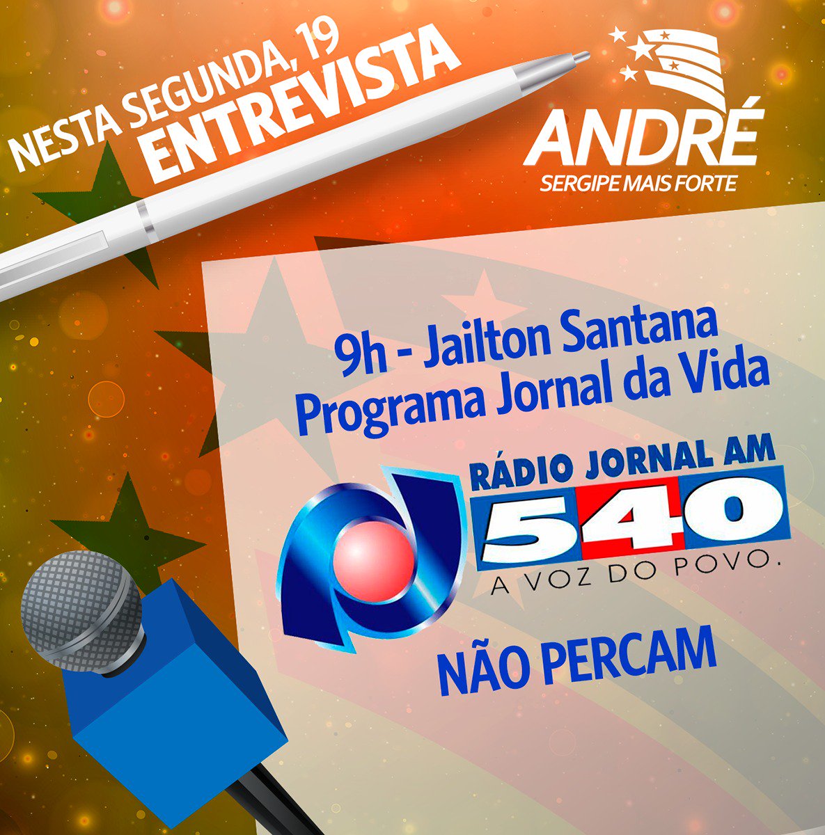 AndreMouraSE's tweet photo. Hoje, às 9h, temos um encontro marcado no programa Jornal da Vida, apresentado pelo Radialista Jailton Santana na rádio Jornal 540 AM.
#Acompanhe e #interaja.
#SergipeMaisForte
#MandatoProdutivo https://t.co/RJEs8Cteml