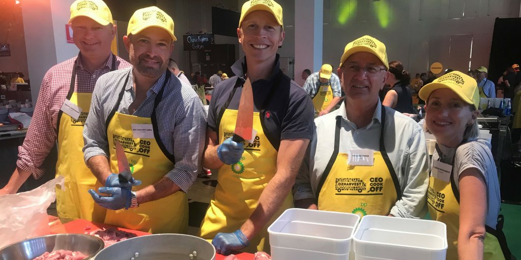Ausgrid's tweet photo. CEO Richard Gross and members of our leadership team are being put through their paces in the kitchen tonight for the @OzHarvest #CEOCookOff with some help from @mezebar chef Somer Sivrioglu.  The event is aiming to raise $2million to support vulnerable Australians. https://t.co/IsDZzY8vlR