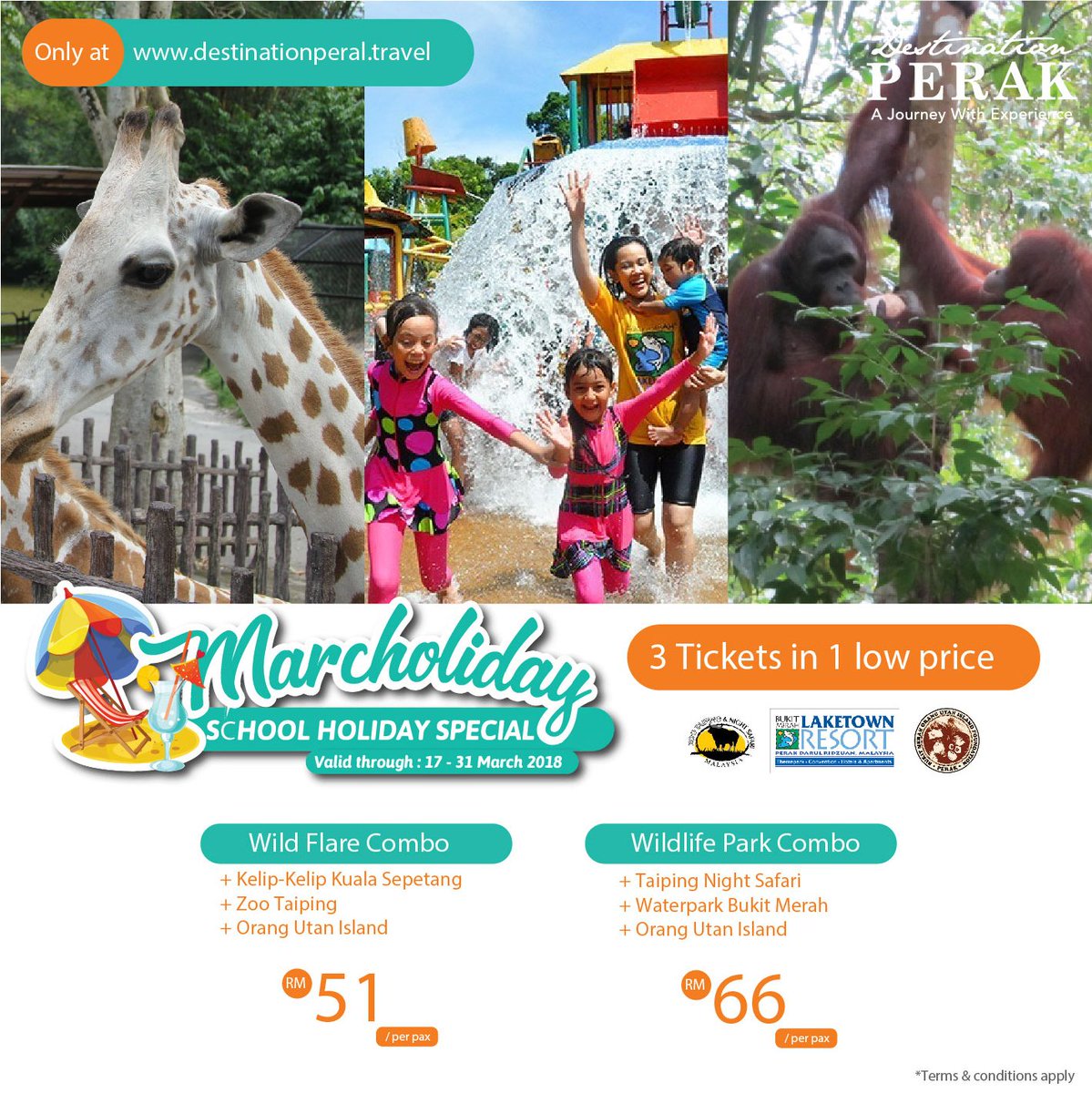 destination_prk's tweet photo. 🔥🔥🔥 SCHOOL HOLIDAY SPECIAL PROMOTION 🔥🔥🔥

🦌🐵🦏 MARCHOLIDAY WILDLIFE 🐯🐴🐻
RM51.00 – RM66.00 ‼️😲
Excluding 5% Service Charges

3 Tickets In 1 Low Price!
Packages: 3 Theme park entrance ticket https://t.co/7gZFJi8SJu