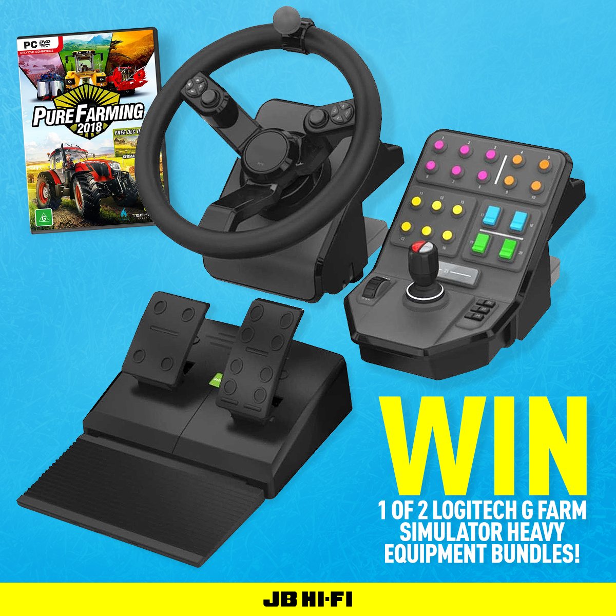 JB Hi-Fi on X: Live the farming life from the comfort of your gaming  chair! @JBHiFi have 2 @LogitechG_ANZ Farm Simulator Heavy Equipment Bundles  including a copy of #PureFarming2018 to give away!!