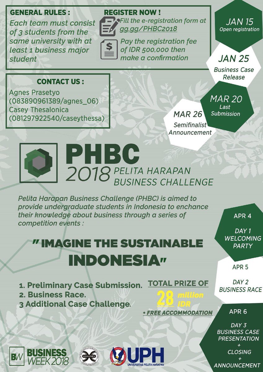 Come and join our Pelita Harapan Business Challenge 2018!