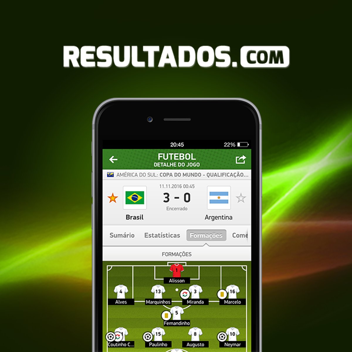 O app do @Resultadoscom tem resultados para +30 esportes! Links: bit.ly/ResultadosIOS, bit.ly/ResultadosAndr… e resultados.com/android  (APK).