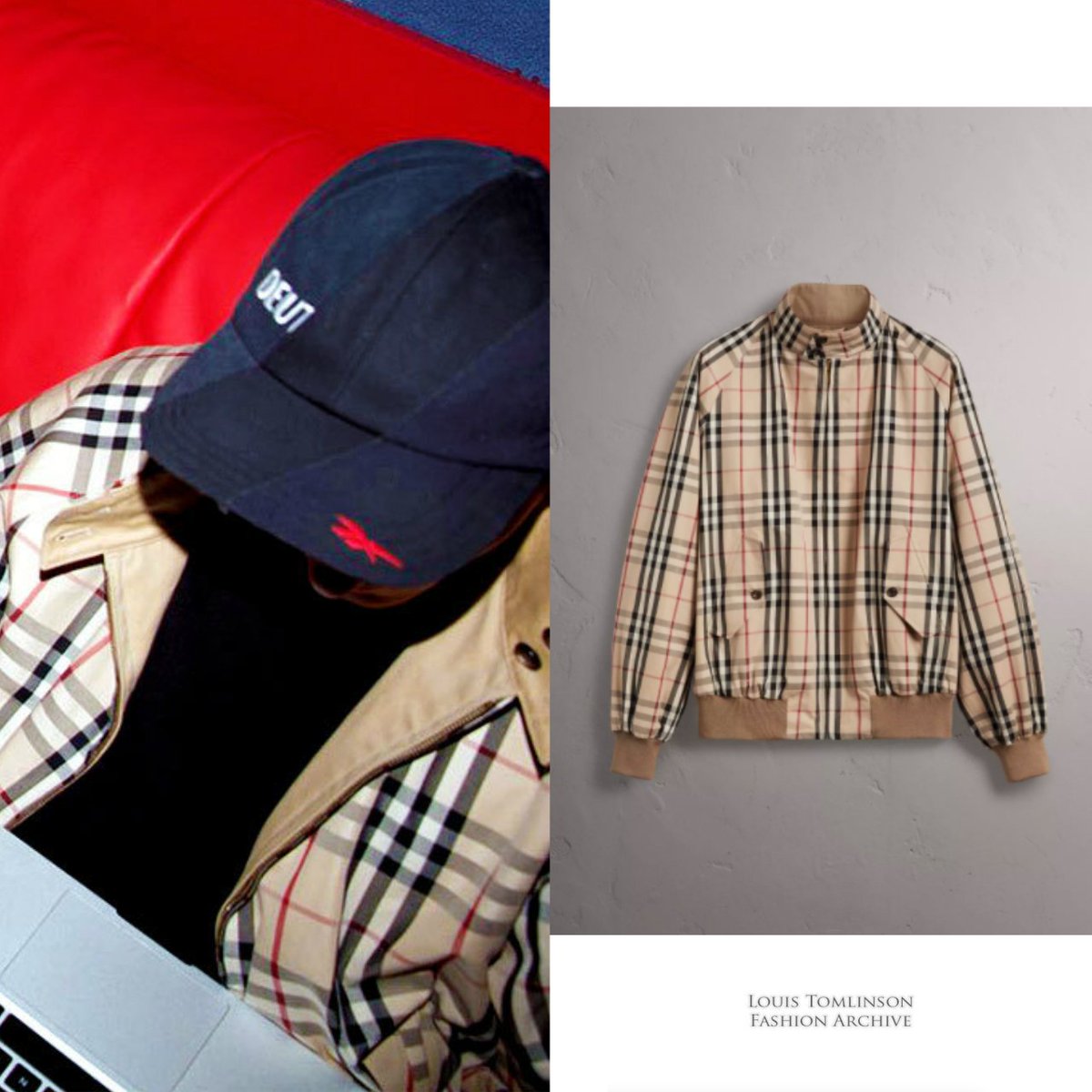 TheLouiesCrew's tweet photo. Petition for Louis to wear the cap,  the shirt and the jacket together so we can all have a nice day dragging him 😇 https://t.co/mDgomi4Gy2