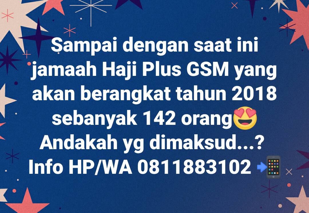 Saat ini adalah waktu yang tepat untuk mendaftar Haji plus ketika masih sehat, mampu, dan masih diberi usia lanjut... 
. 
#Info Daftar Haji Plus Kuota Resmi HP/WA 0811883102
. 
#Haji #HajiPlus #HajiKhusus #ONHPlus #Haji2018 #HajiKemenag #PorsiHaji #HajiFuroda #HajiNonKuota