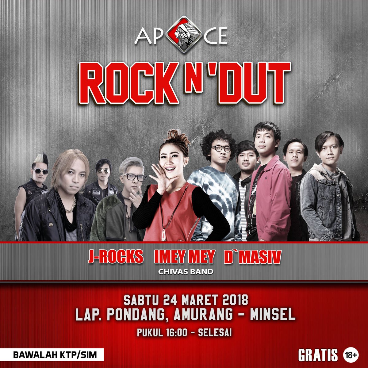 ROCK N DUT juga bakal hadir ke Amurang di akhir pekan ini, jadi jangan lupa untuk hadir di #eventapache #rockndut