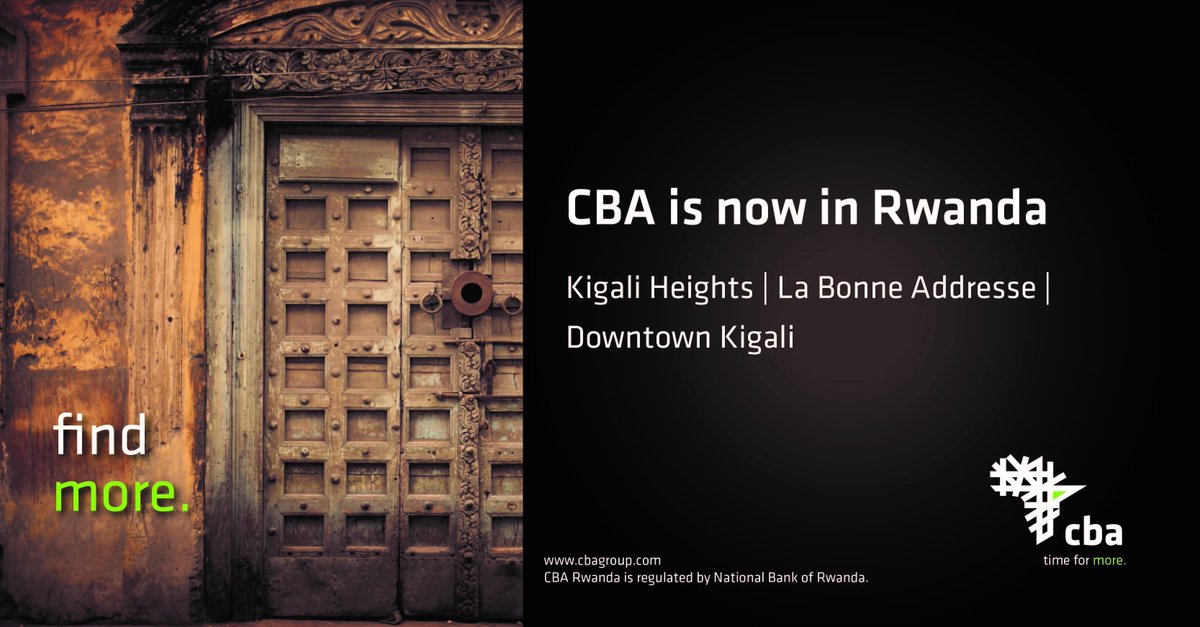 NCBABankRw's tweet image. CBA is now in Rwanda. 
#CBAinRwanda
#TimeForMore