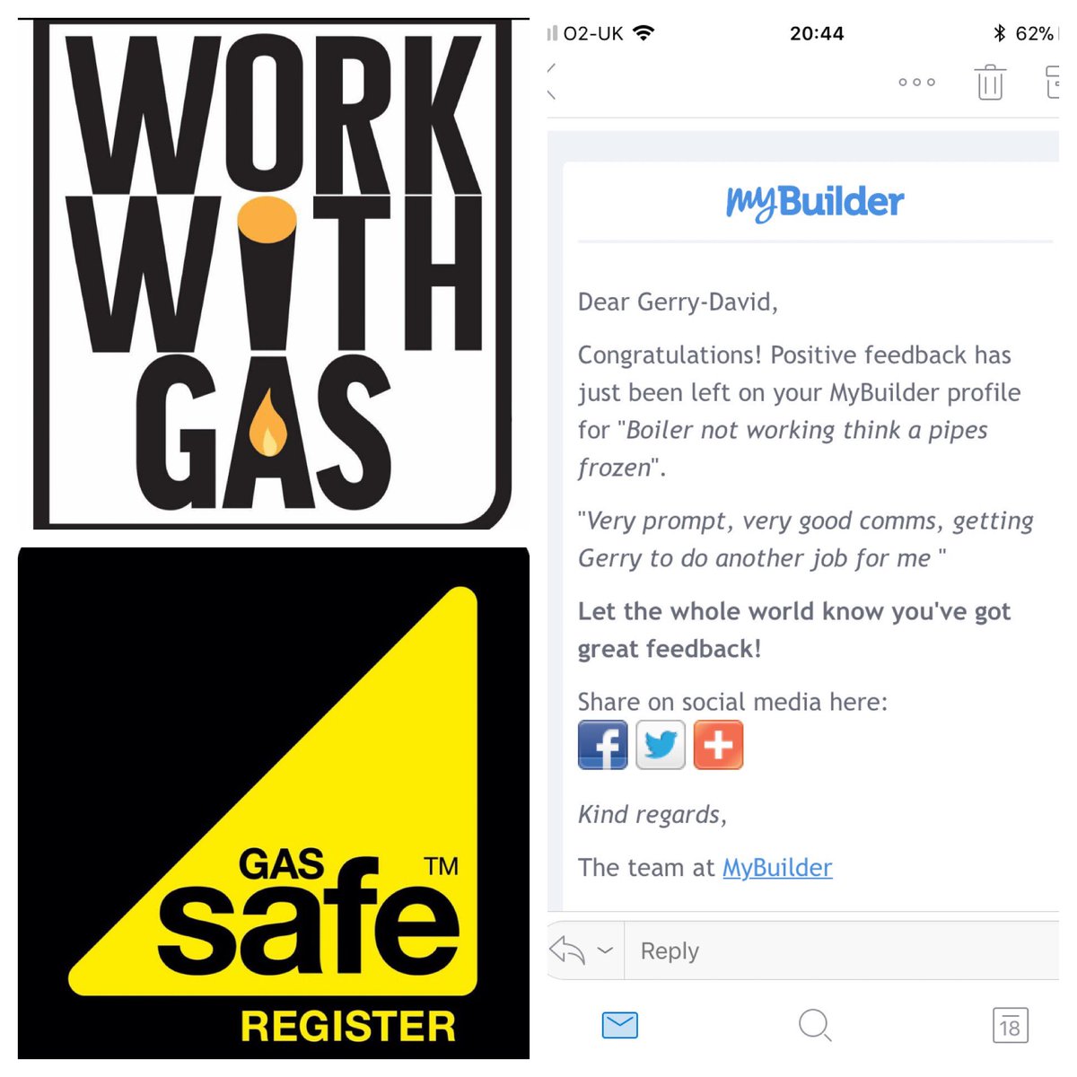 workwithgroup's tweet photo. Now receiving reviews on #mybuilder βοΈππΌπ·πΌββοΈ#workwithgas #goodwithgas #plumber #gas #boiler #review #sheffieldbiz #atsocialmedia https://t.co/4JrcbKtzHV