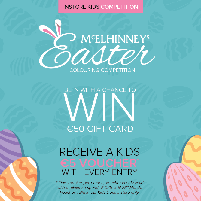 McElhinneys's tweet photo. Looking for something to keep the kids entertained this Bank Holiday? Why not pop in-store and take part in our Easter Colouring Competition for your chance to WIN 🐰✨

You can also find the colouring template here >> https://t.co/6Gw8Cvakt5 https://t.co/QyzHSf0NGl