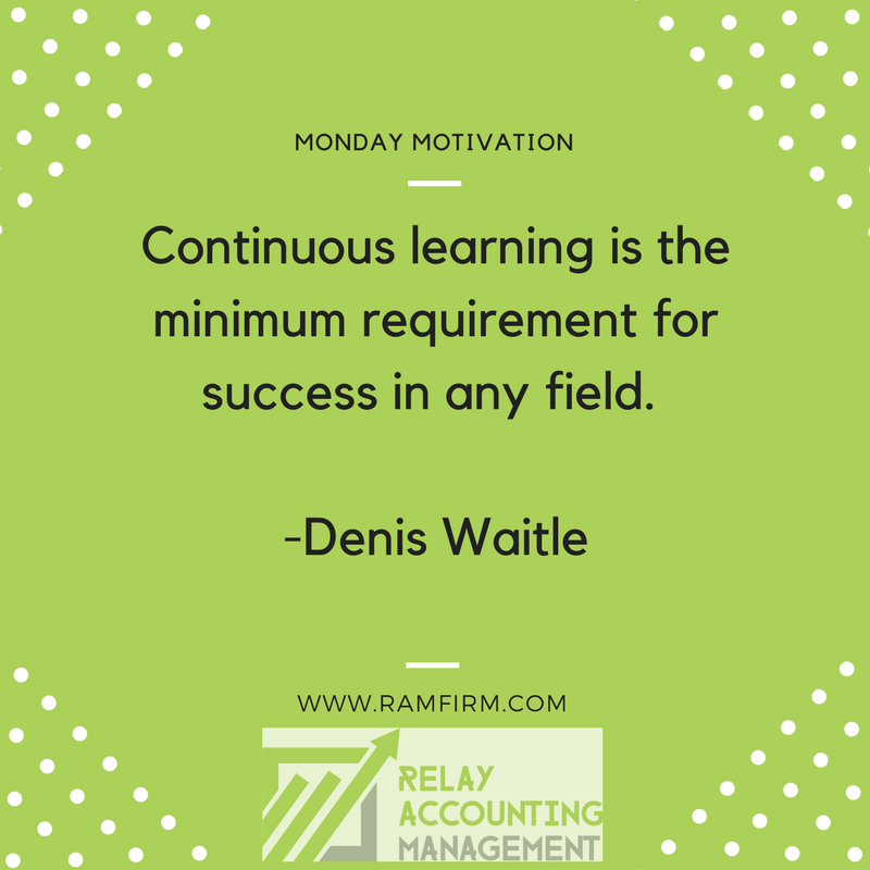 TheRAMFirm's tweet photo. It's time for #MotivationMonday! 💚
Things change so much these days.  We all have to stay on top of #continuingeducation.  

#SmallBiz #RAMTaxTalk #Entrepreneur https://t.co/JhD1xI2nzX