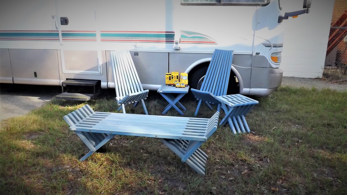 GloDea's tweet photo. #GloDea has the best @DaytonaBikeWeek #RV #Furniture. These #ShipmateBlue #XQuare #Chairs, #EndTables, and the #FrenchBench would be the talk of the #RVPark this entire #BikeWeek2018. Not to mention the #HottestProduct of the year: #RidePower #Motorcycle #PhoneChargerCables. https://t.co/FQPcOfyKqJ