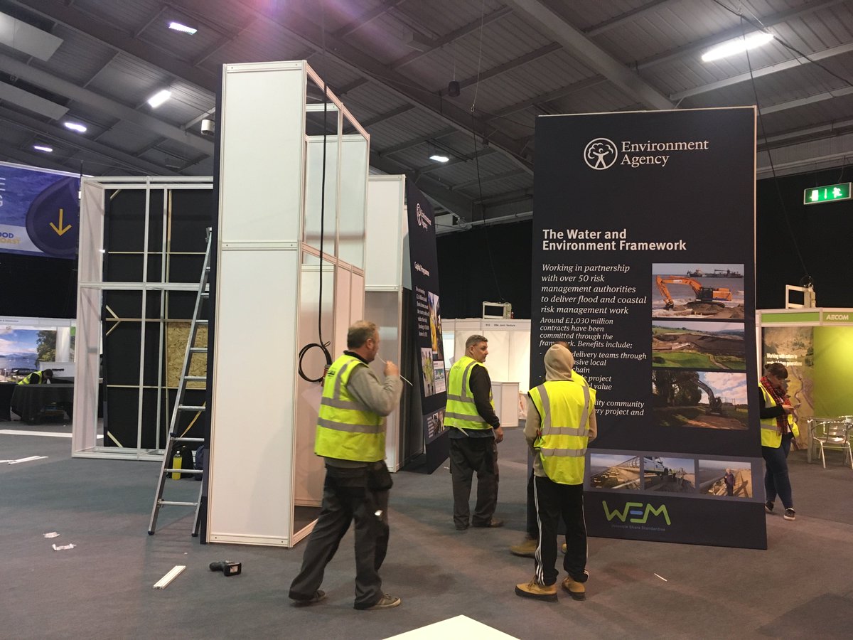 floodandcoast's tweet photo. Build up all go for Flood & Coast 2018! We'll be opening our doors tomorrow morning 8.30am @TICTelford. If you're not joining us, follow the conversation at #FloodandCoast18. All event details at https://t.co/fmN2LkePzw #Telford #floodfamily https://t.co/5Q1CxgGqSO