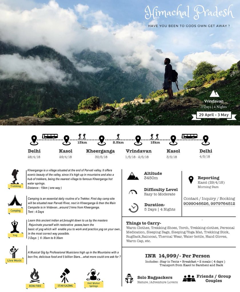 #travel #travellife #plan #travelplanner #travelplanning #himachalpradesh #himachal #himalayas #nature #naturelovers #mountains #mountainscalling #camping #trekking #hiking #music #musicians #life #yog #practice #fitness 
DM FOR BOOKINGS AND INQUIRIES.