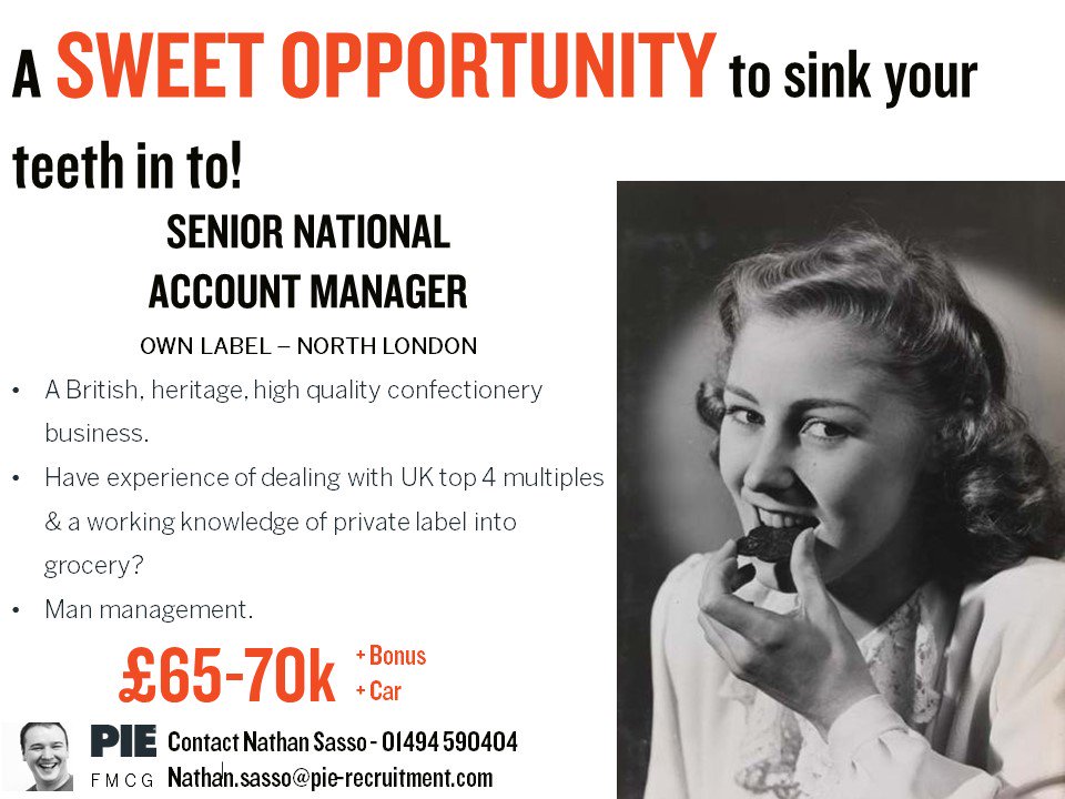pierecruitment's tweet photo. This #British #Confectionery business need a Senior #NationalAccount Manager to come & join their #Sales Team in #London 🍬🍭 Find out more by contacting our #FMCG Team today on 01494 590404 >> https://t.co/iqy42v6Cfc #Recruitment #Careers #JobSearch https://t.co/frdVFtfKGr