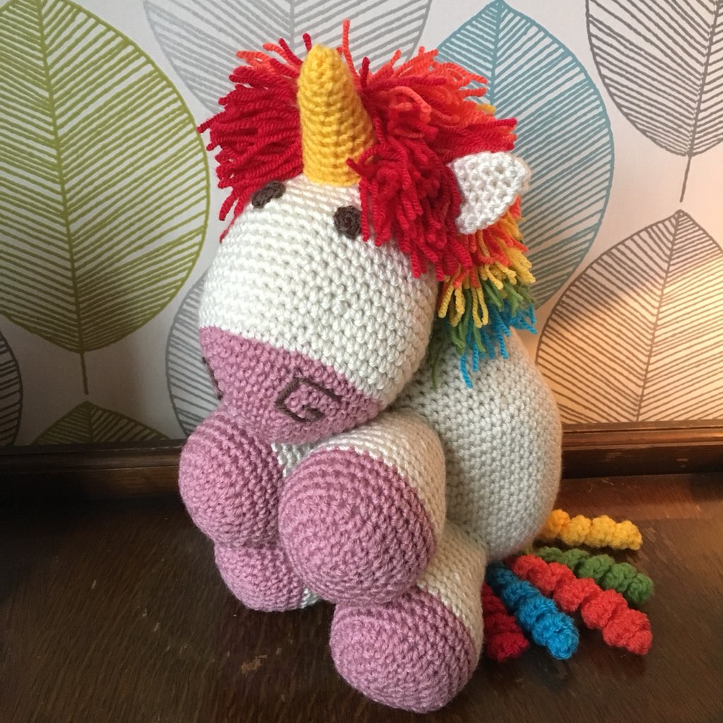 hookedwithlove1's tweet photo. My best seller by far..... crocheted Unicorn with a rainbow mane 🌈 these are handmade to order, CE tested and £25 plus £3 p&amp;p (Within UK) #handmade #crochet #unicorn #wool #yarn #knit #hookedwithlove #rainbow https://t.co/gLohQoMR04