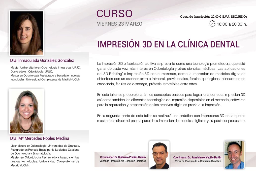 Formación para esta semana en el COEM #estética #Impresión3D #prótesis #dentistas #formación #odontología coem.org.es/?q=node/21607