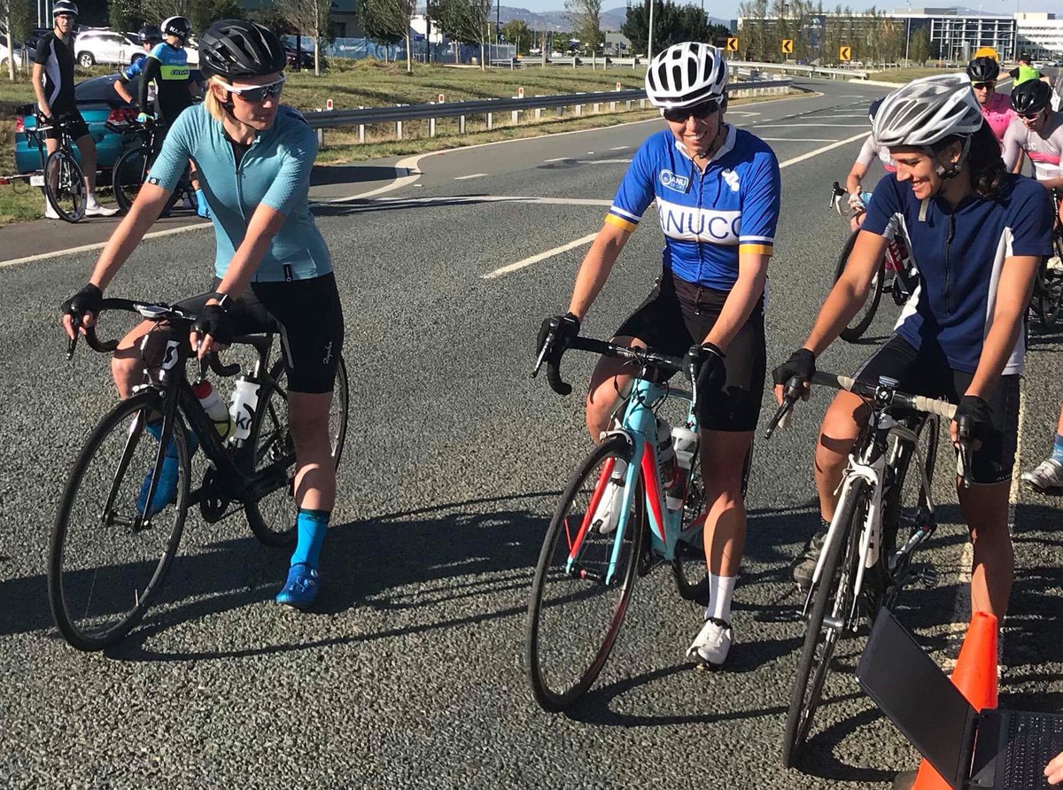 Had a ball getting my TTT on at the <a href="/CanberraCycling/">CanberraCyclingClub</a> TTT race yesterday, with <a href="/ANUCycling/">ANU Cycling</a>’s Lauren Bartsch &amp; Alice Patterson-Robert. Blustery conditions didn’t hold back this pair of hitters in their first attempt at anything TT! Pleasure riding with you ladies.
