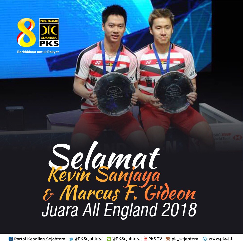 Selamat kepada pasangan ganda putra andalan Indonesia Kevin Sanjaya/Marcus F. Gideon yang berhasil mengharumkan nama bangsa dengan mempertahankan gelar All England 2018. 

Teruslah berprestasi!