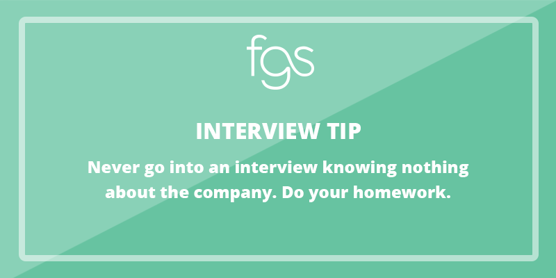 FGSRecruitment's tweet photo. Never go into an interview knowing nothing about the company. Do your homework. #CareerAdvice #JobSearch #InterviewTips https://t.co/t0y99KGT20
