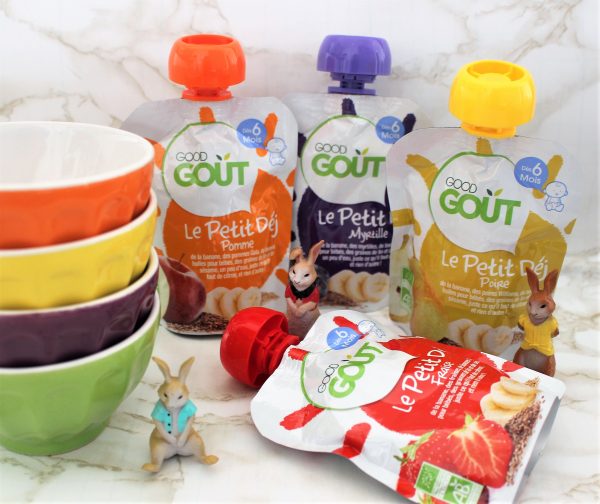 Pour un #petitdéjeuner #bio équilibré et adapté à #bébé @GoodGoût nouveau format en #gourde