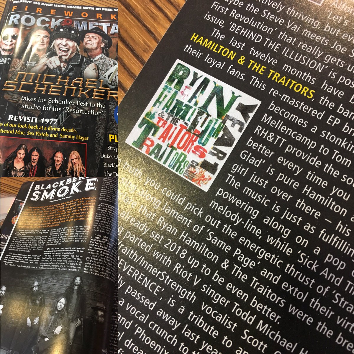 steverosier's tweet photo. Loving the new @Fireworks_Mag!
Great feature on @blackberrysmoke plus a review of the latest @TraitorRyan EP:
‘It’s simpler to declare that Ryan Hamilton &amp; the Traitors were the breakout act of 2017 and they’ve already set up 2018 to be even better’. https://t.co/SMnH9TmvHN