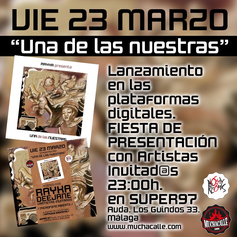 Muchacalle_Apa's tweet image. El viernes tenemos una gran #cita con el #rap hecho por #mujeres @ElCuaderno @MalagaUrbana @telegramacultur @InzonaMagazine @IAmRap_Web @HHG_Conciertos @HHDirectoNet @stafmagazine @malagaunion @mlgmusicproject @ChronicSound1 @FunkMamma