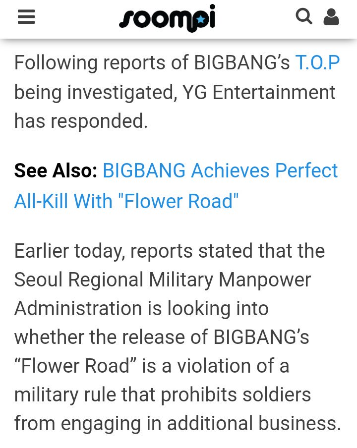 TOPs_Fools's tweet photo. [180319] YGE about reports that T.O.P violated a rule by releasing Flower Road: "Fans already know that Flower Road was recorded two years ago. This was mad known to the general public through media reports. We don't understand why it's being made into an issue." 
#탑의멍청이들 https://t.co/V1tKBVn5up