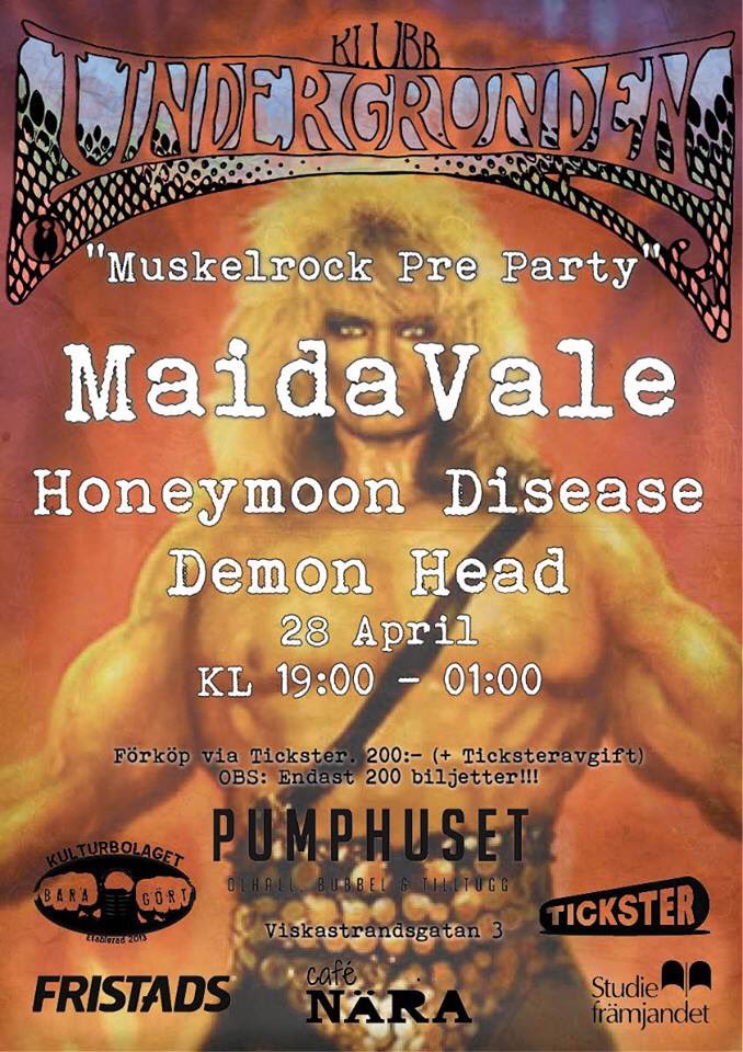 Borås, Borås! Do you even lift? Show us what you got at Klubb Undergrunden's Muskelrock Pre-Party with MaidaVale &amp; Demon Head!
PUMPHUSET April 28th!