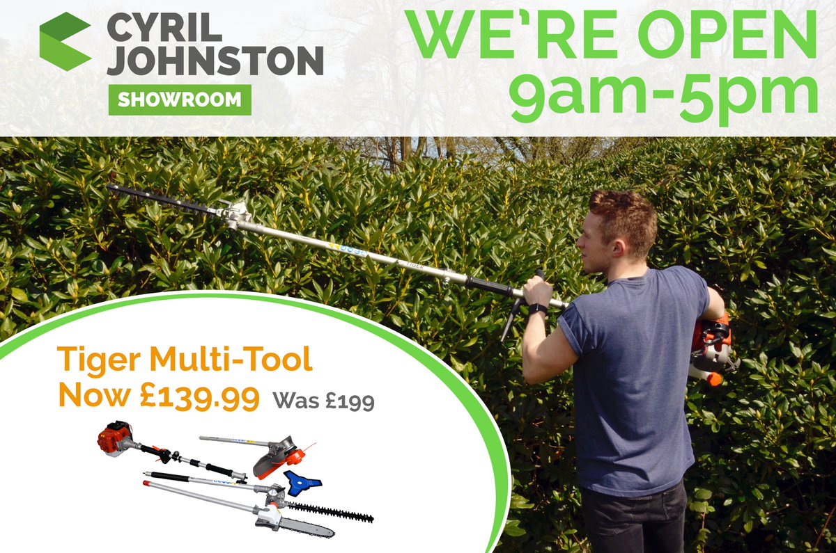 We're open as per usual until 5pm this Bank Holiday Monday! Why not come pay us a visit on your day off and grab a bargain- Like the Tiger 4in1 multi-tool, now only £139.99! That's a saving of £59!! Get it now at retail.cyriljohnston.com/tiger-tt26mt-2…