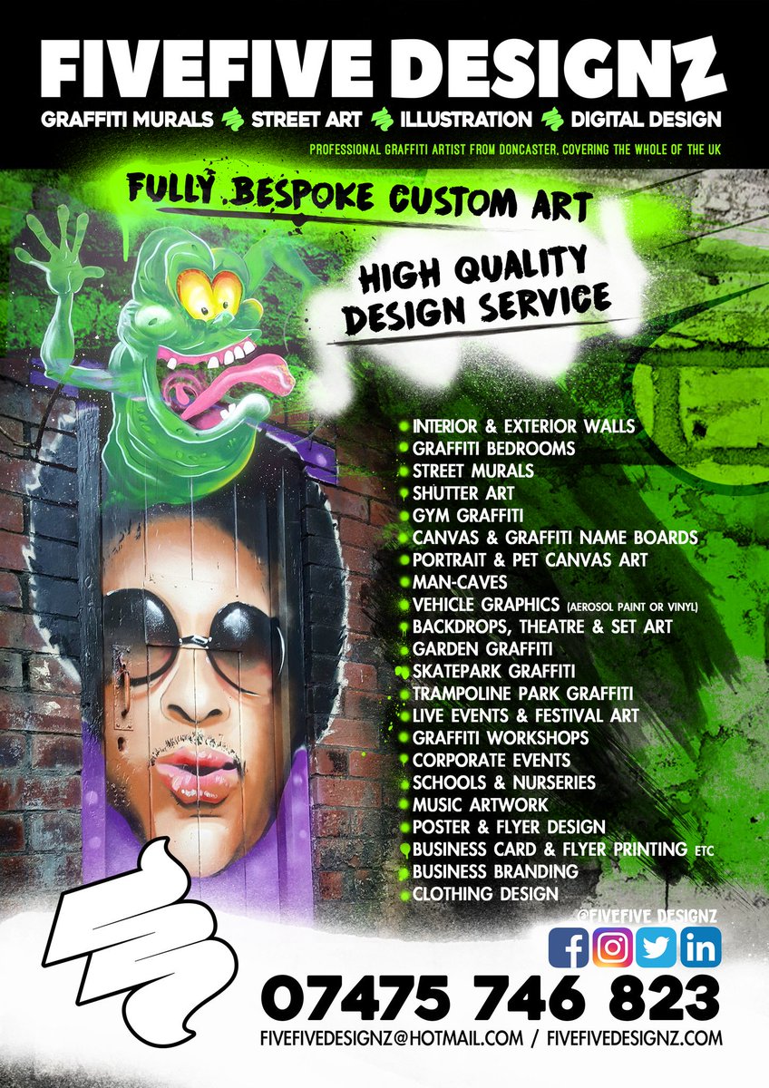 Fivez_Krispies's tweet photo. FIVEFIVE DESIGNZ - High quality graffiti murals for yor your walls. #doncasterisgreat #doncaster #southyorksbiz #southyorkshire #barnsley #rotherham #sheffield https://t.co/MpP08AtAIL