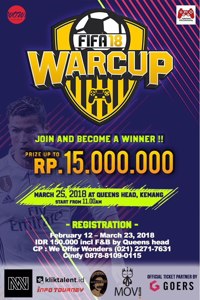 Ayo daftar guys..

Fifa 18 tournament ps 4  di KEMANG !!
